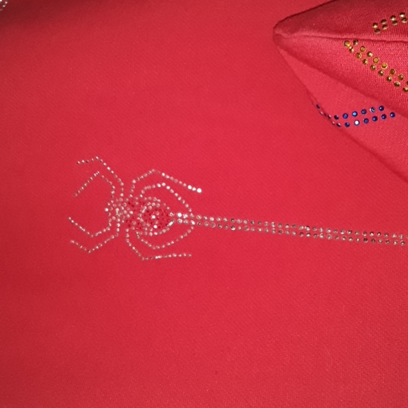 Red Zip-up Spider Web design Jacket. - Picture 3 of 4